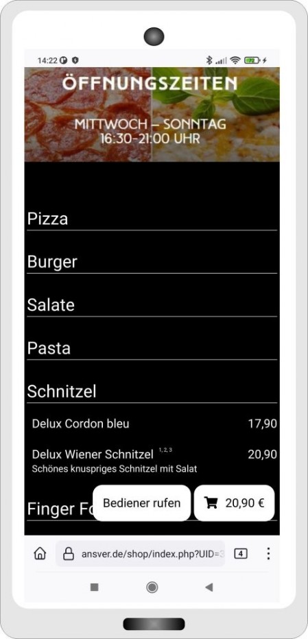 TischQR Digitale Speisekarte und Bedienerruf
